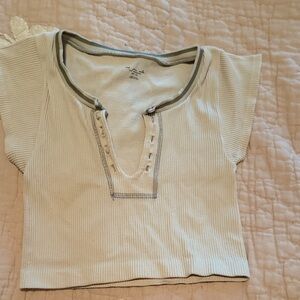 Ribbed Cream Short Sleeve Top